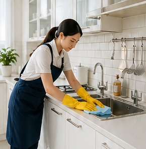 주방 싱크대 청소 작업 이미지